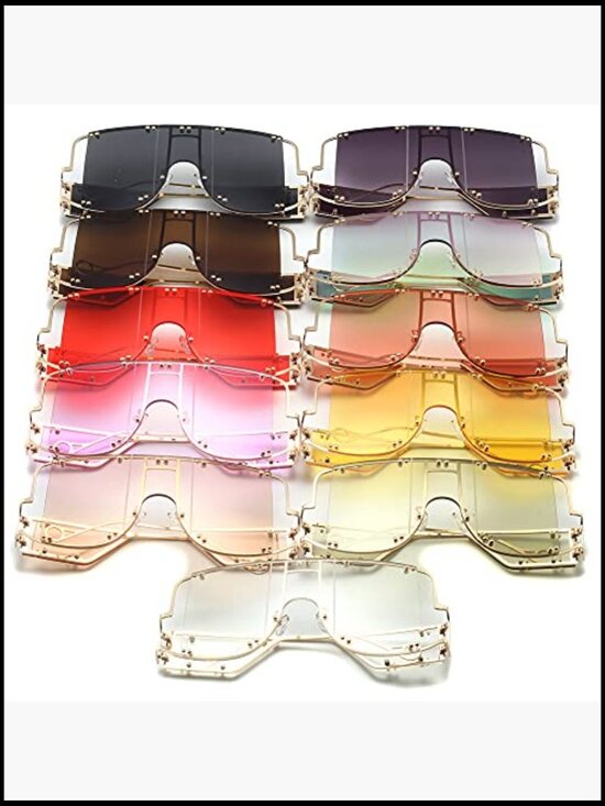 Oversized Square Sunglasses Metal Frame UV400 Protection Fashion Vintage main image 6